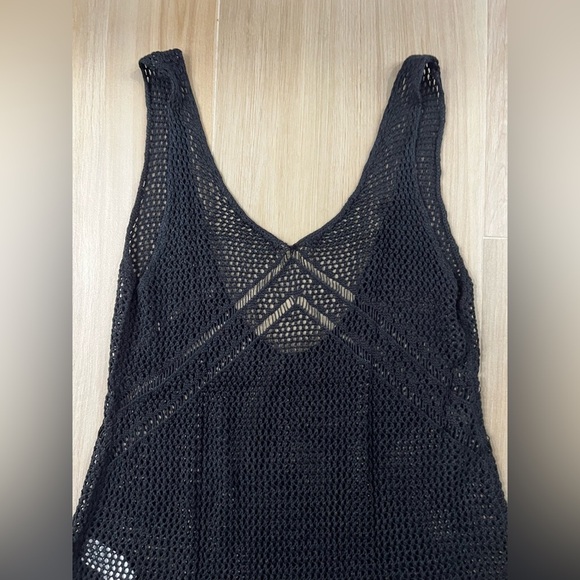 Women's Cupshe Black Crocheted Knit Sheer Backless Side Slit Swim CoverUp Dress - Picture 6 of 7